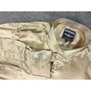 Barabas Shirt Men Large Slim Fit Gold Solid Metallic Disco Party Club Glam Vegas